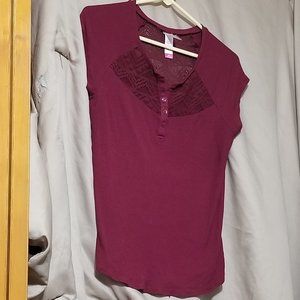 COPY - Wine-Maroon Top with Lace Inset
